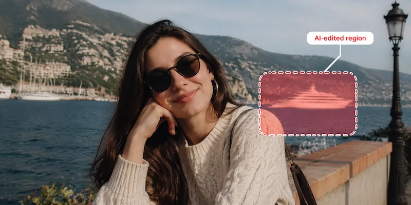 Detecting AI-retouched regions in an edited photo