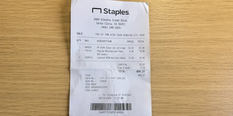 Scanning a receipt for signs of AI generation or tampering